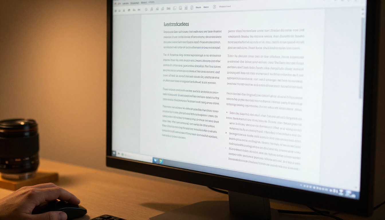 Monitor showing a clean book page layout with wide margins