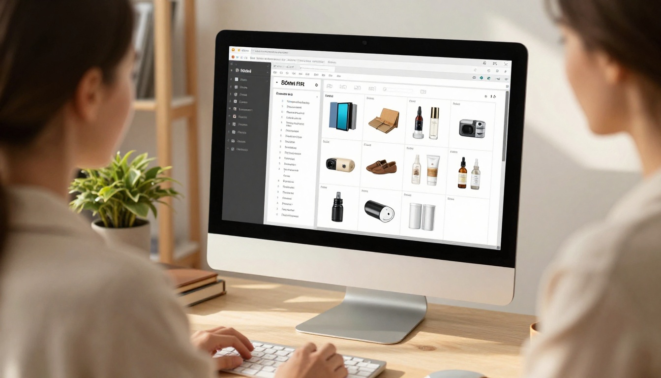 A designer exporting a PDF catalog layout on a desktop monitor A designer exporting a PDF catalog layout on a desktop monitor