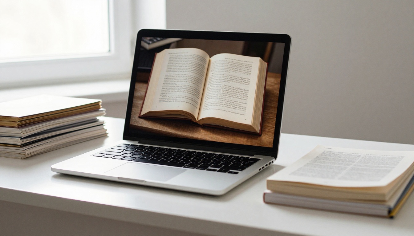 Laptop displaying a page-turning flipbook viewer