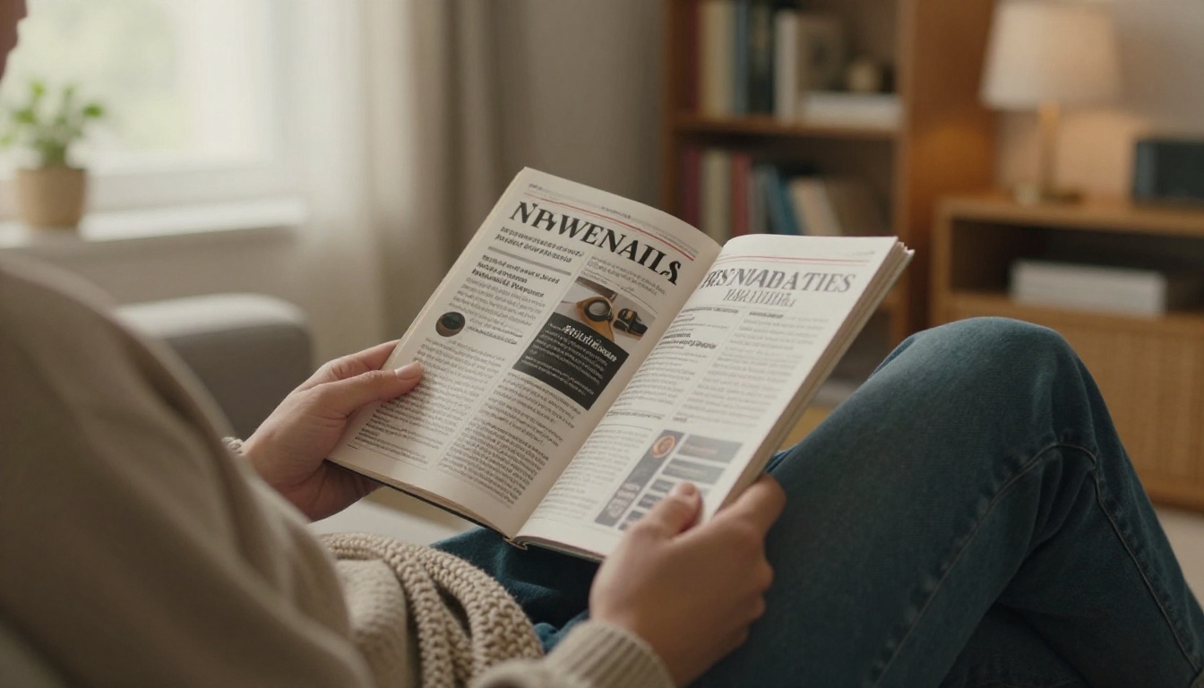 Reading a newsletter on a smartphone from an email