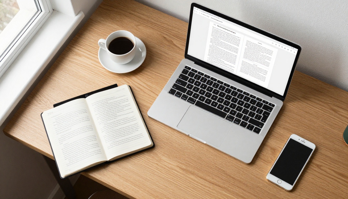 Flipbook shown on a laptop, tablet, smartphone and notebook on a desk Flipbook shown on a laptop, tablet, smartphone and notebook on a desk