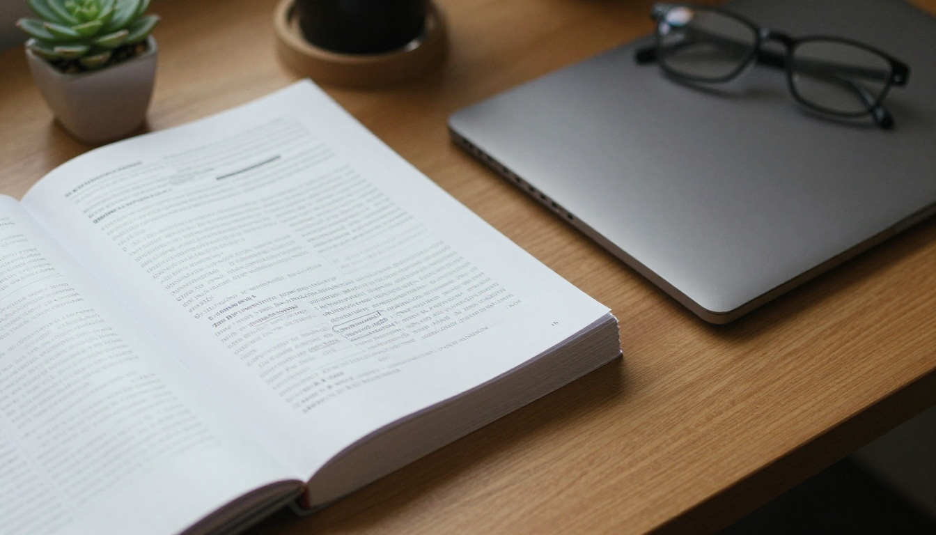 Stack of printed workbooks next to a closed laptop on a desk