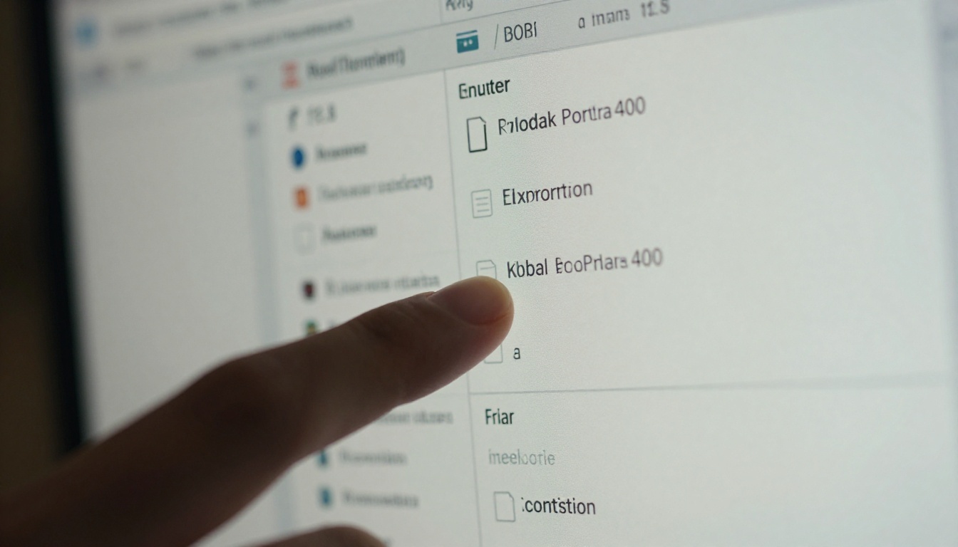 A screen showing a document export dialog with a hand near the trackpad