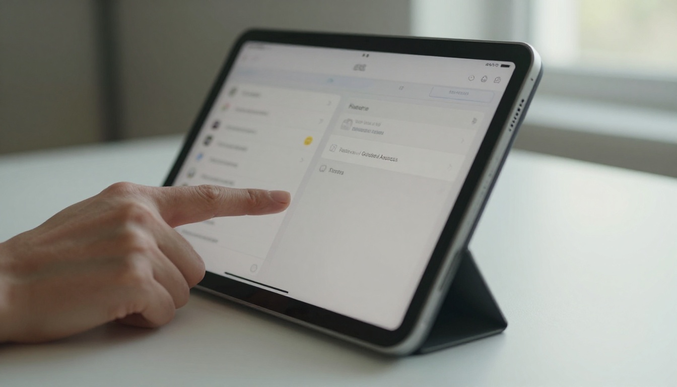 A hotel lobby iPad kiosk showing a flipbook