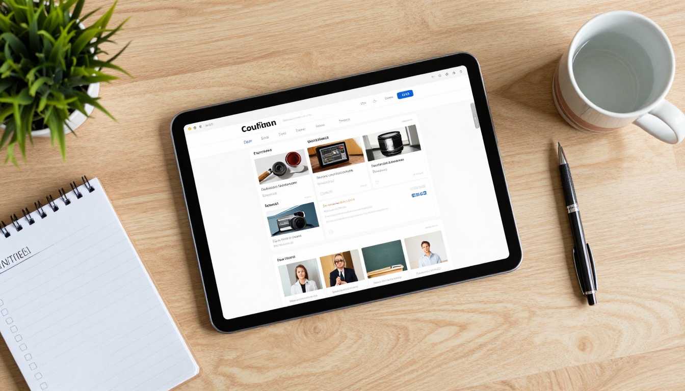 Top down view of a desk with a tablet, notepad and checklist