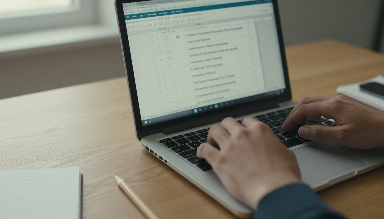 A marketer typing campaign links into a spreadsheet