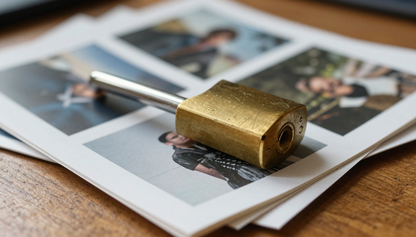 A brass padlock resting on a stack of printed zines