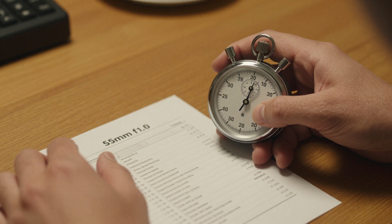 A marketer holding a timer beside a printed report