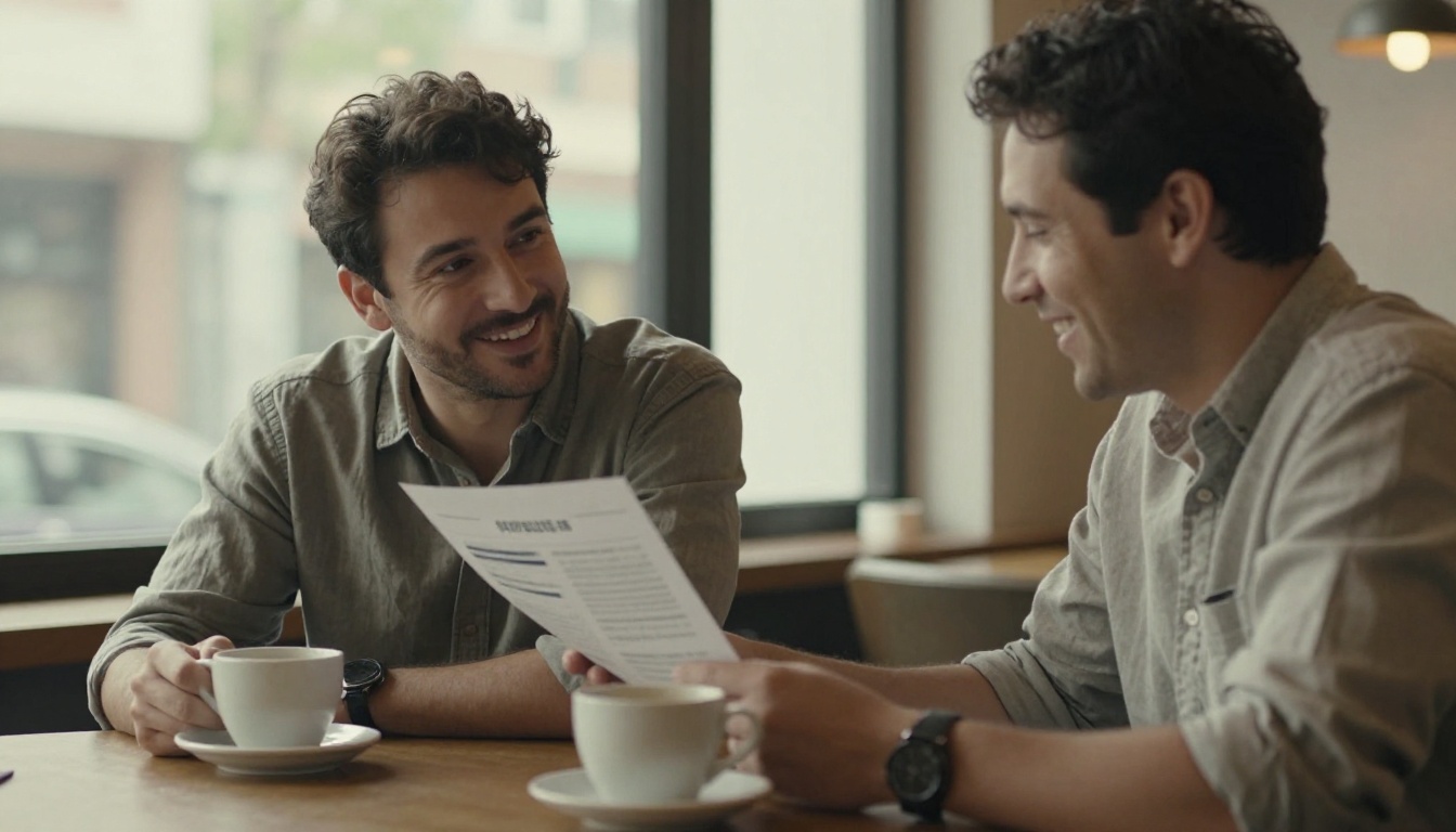 A consultant presenting a printed report to a client