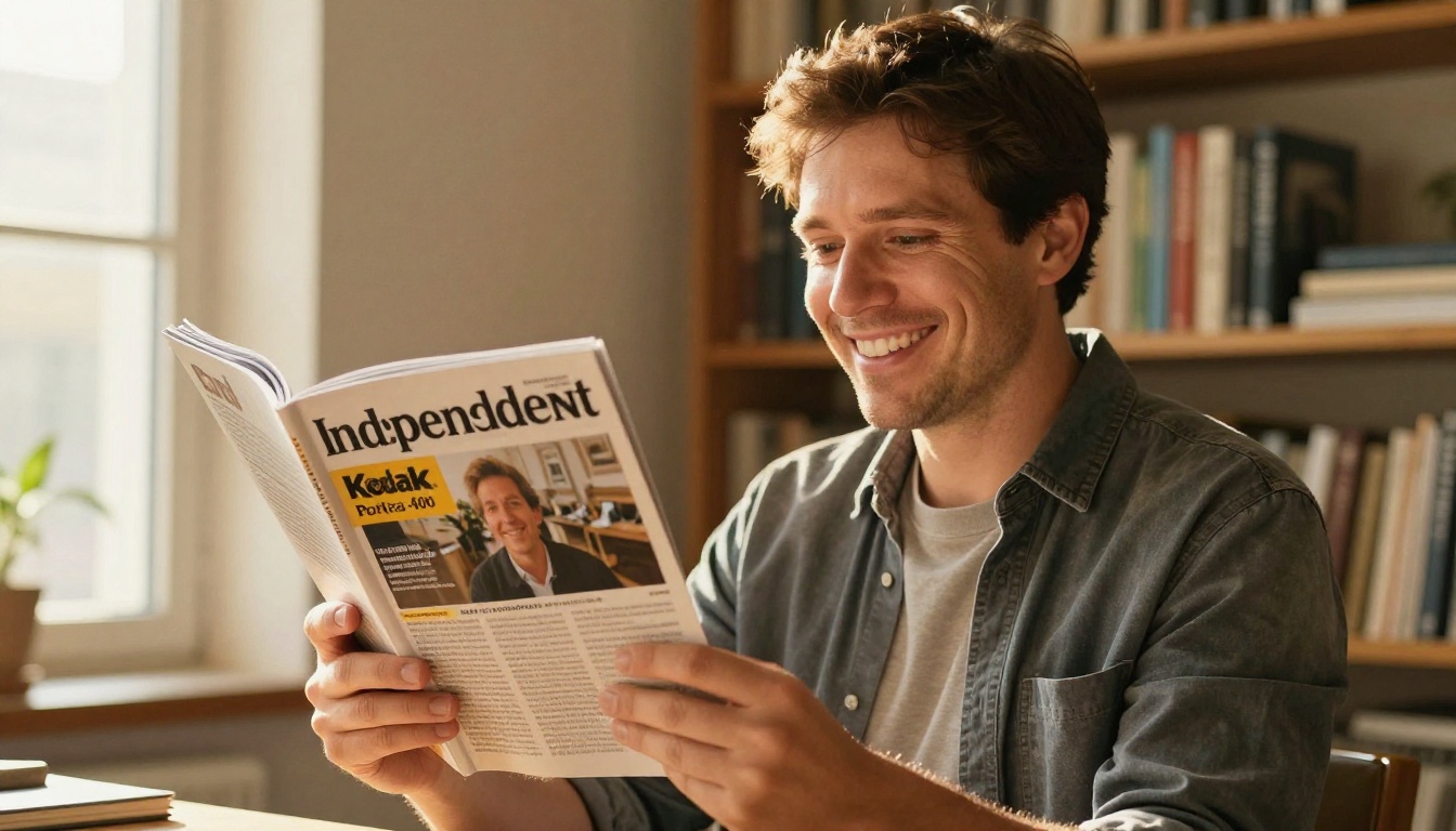 Smiling independent publisher holding a freshly printed magazine Smiling independent publisher holding a freshly printed magazine