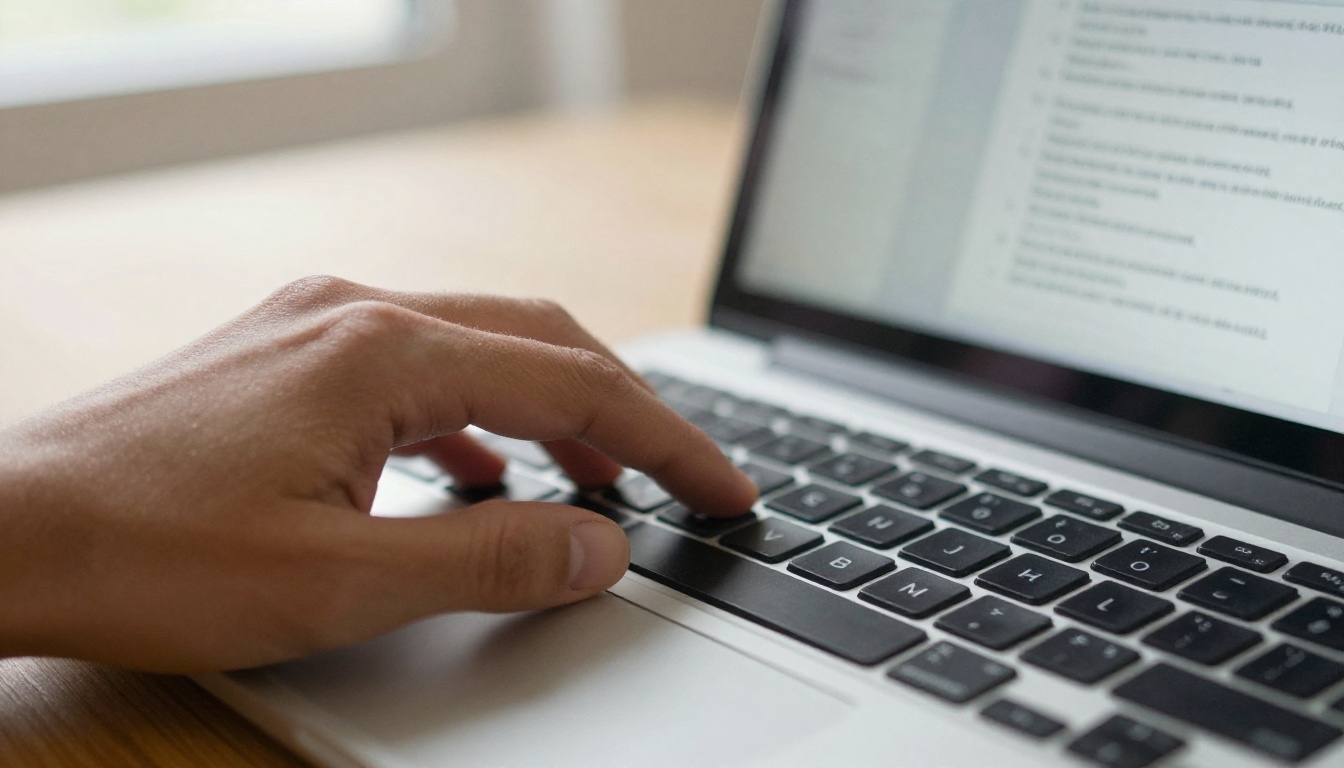 Person checking a shared document on a laptop Person checking a shared document on a laptop