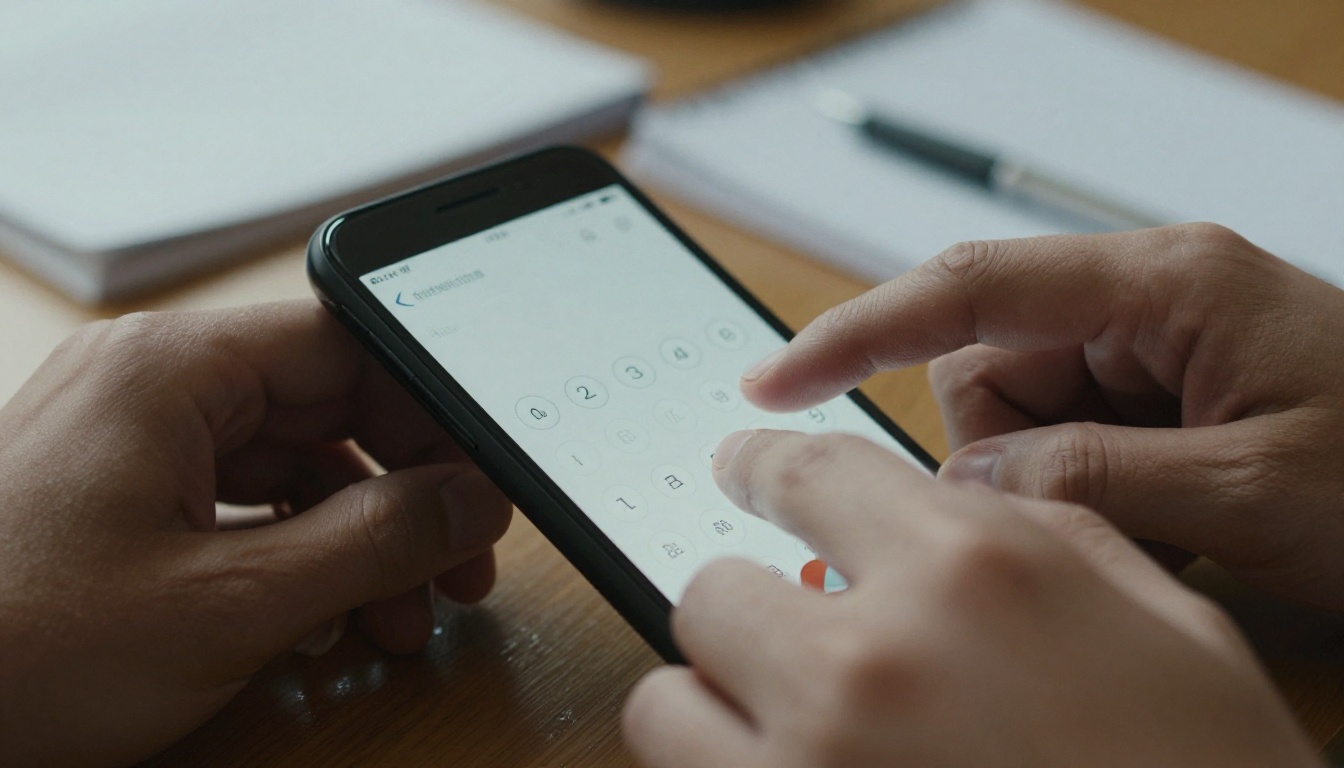 Fingers entering a password on a smartphone to open a protected flipbook