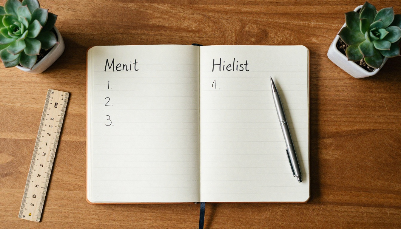 Checklist notebook on a desk Checklist notebook on a desk