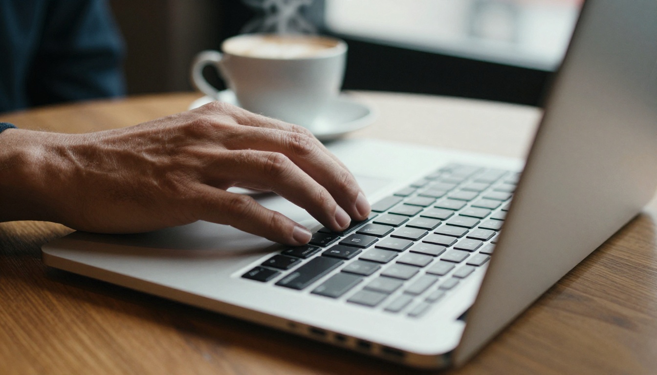 Hand typing an email address into a signup form on a laptop Hand typing an email address into a signup form on a laptop
