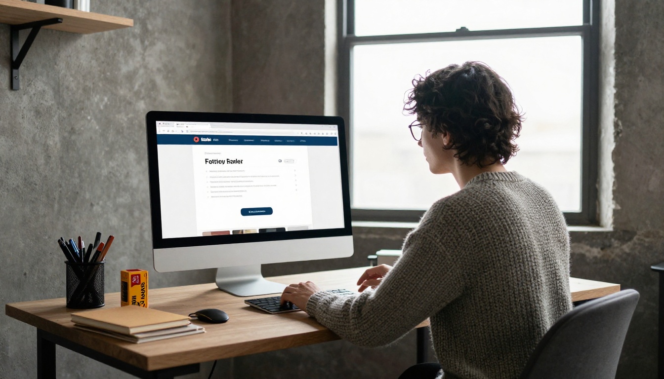 Designer checking a website footer link on a large monitor Designer checking a website footer link on a large monitor