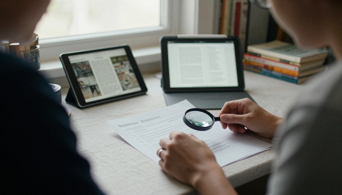 Business owner reviewing a printed checklist at a kitchen table