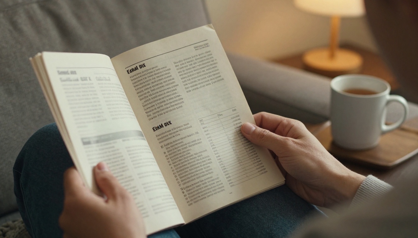 Reader holding a short four page newsletter on a sofa
