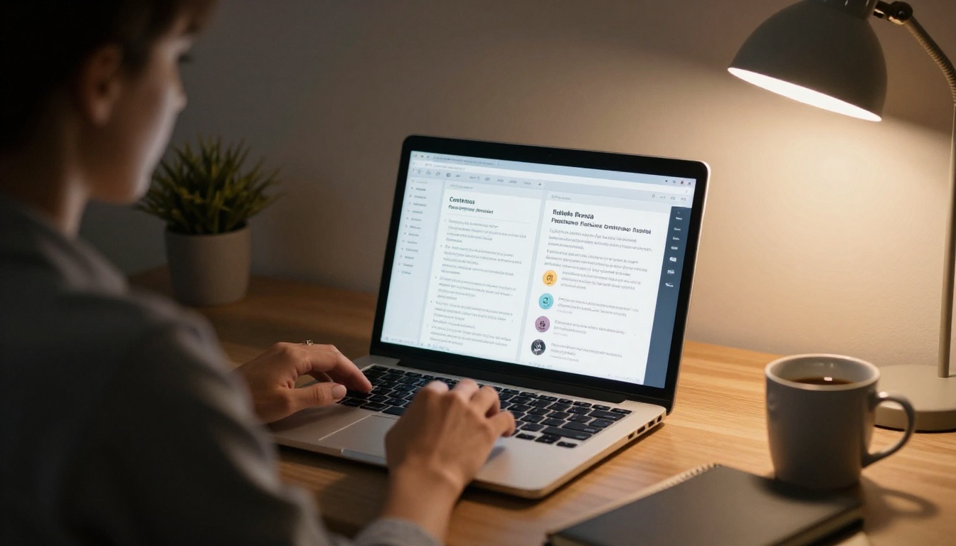 Reading a digital contractor portfolio flipbook on a laptop