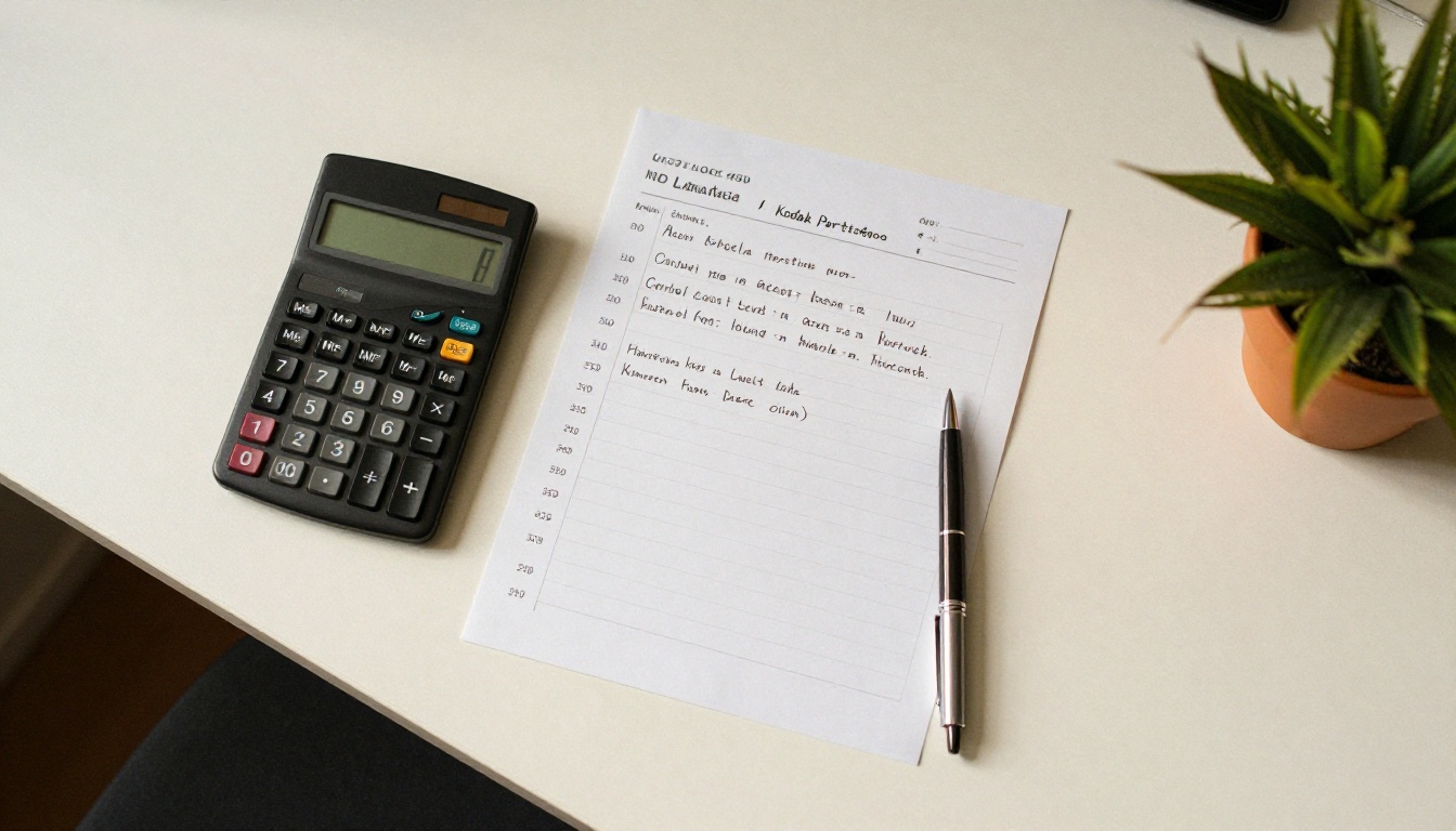 Calculator and printed price list with handwritten margin notes on a desk Calculator and printed price list with handwritten margin notes on a desk