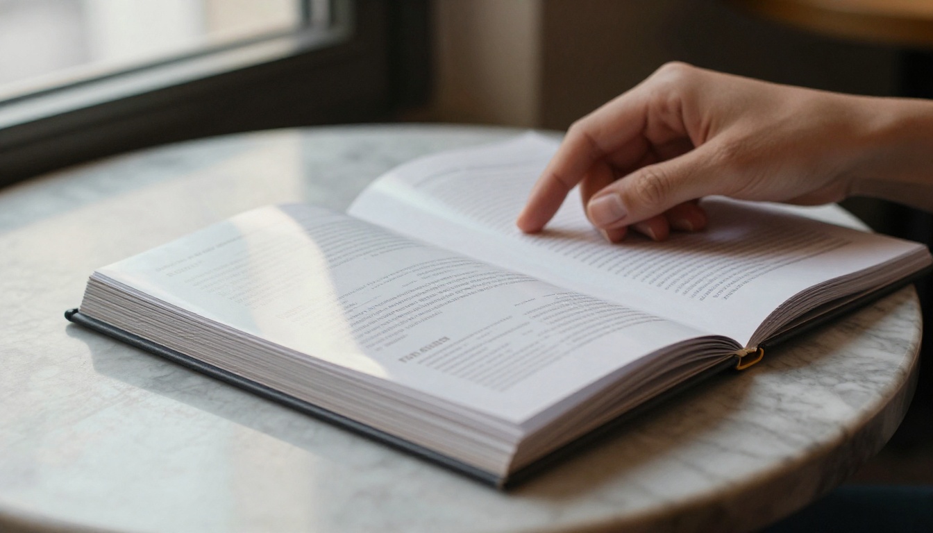 Hand flipping through an open glossy brochure Hand flipping through an open glossy brochure