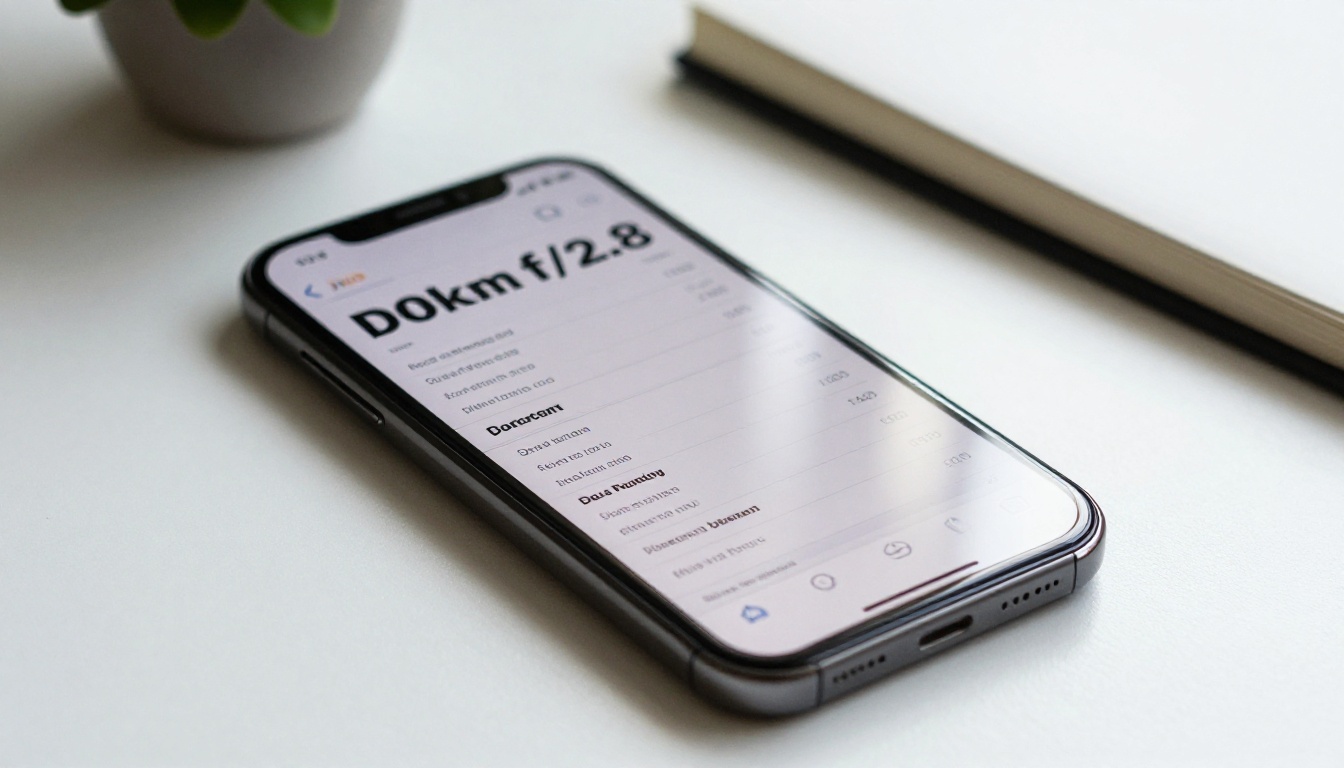 Smartphone on a white desk showing a clean single-column report page with a large heading