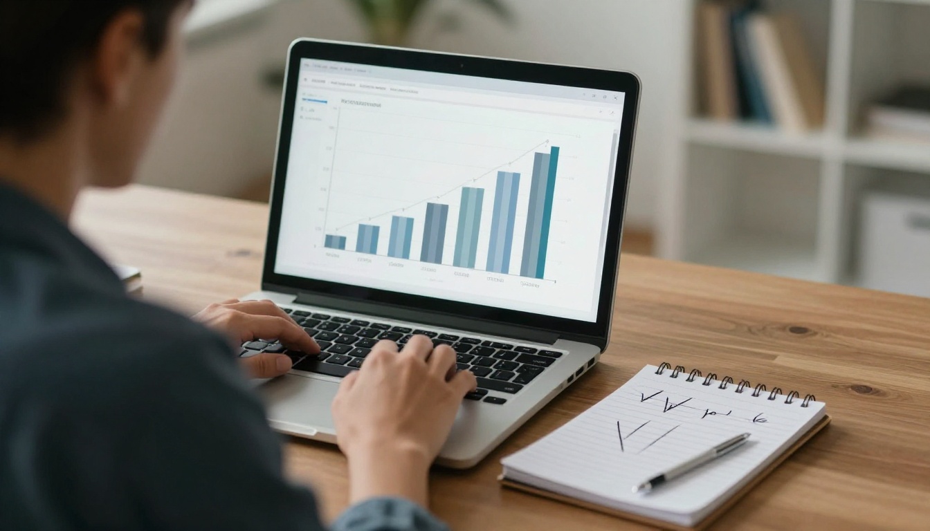 Analyst reviewing simple read tracking graphs on a laptop