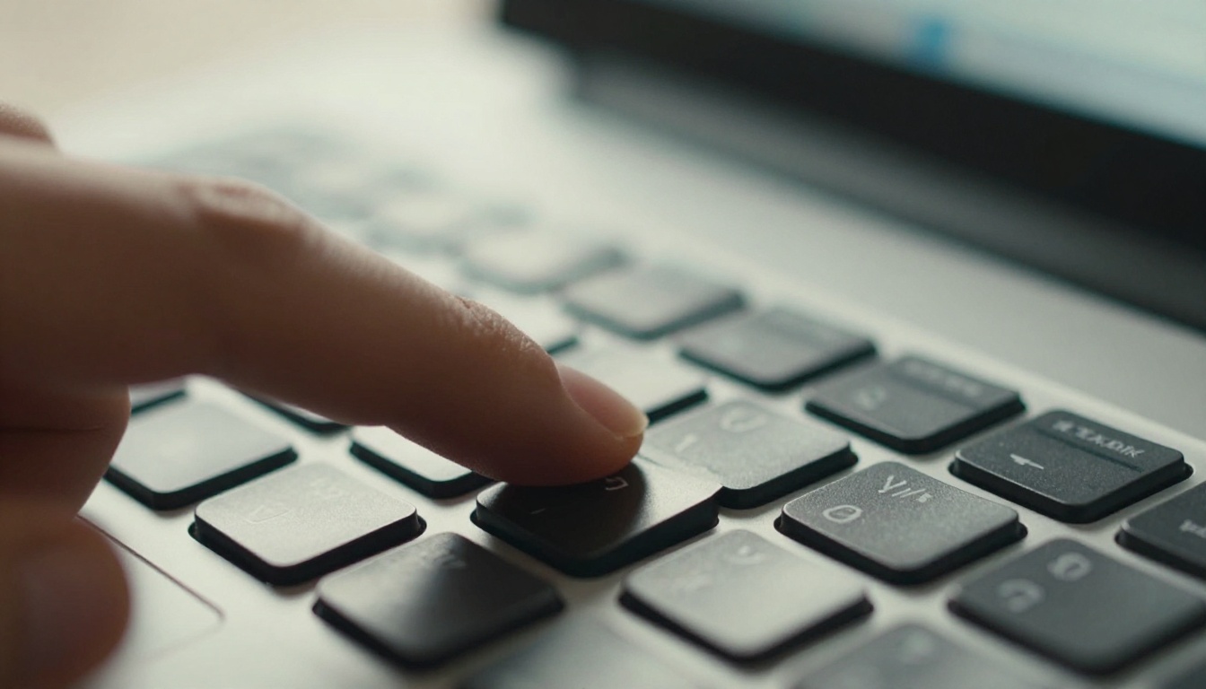 Macro shot of a finger pressing the Tab key on a keyboard