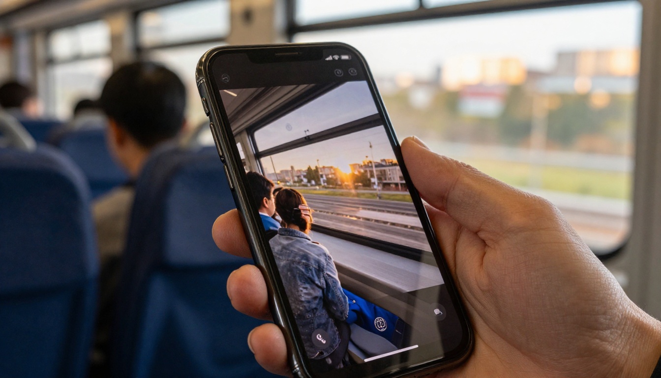 A smartphone displaying a magazine article on a commuter train A smartphone displaying a magazine article on a commuter train