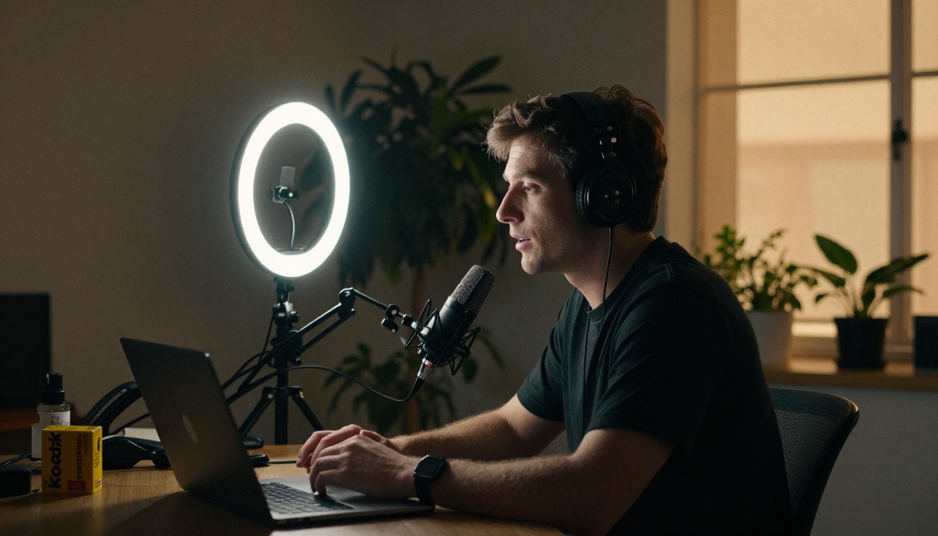 Webinar host wrapping up a live session in a home studio