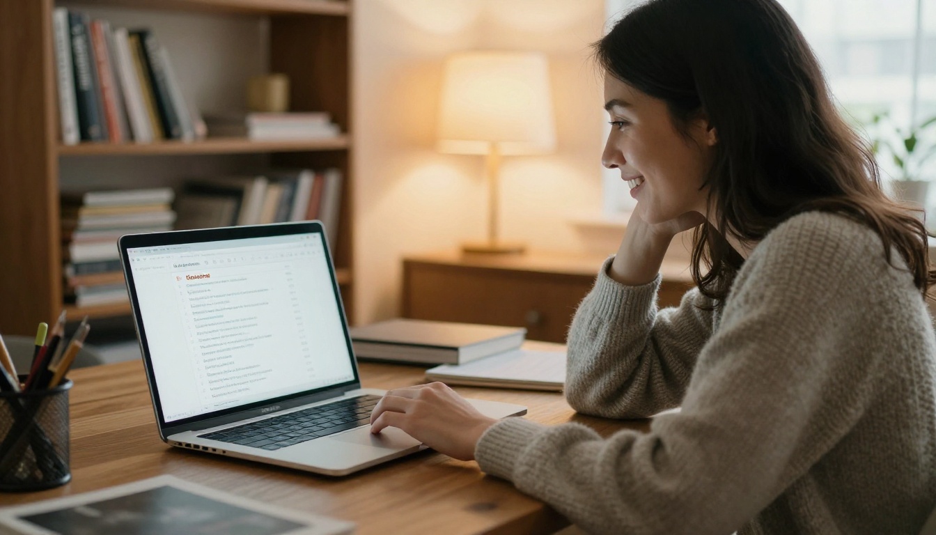 A small business owner reviewing an email subscriber list on a laptop A small business owner reviewing an email subscriber list on a laptop