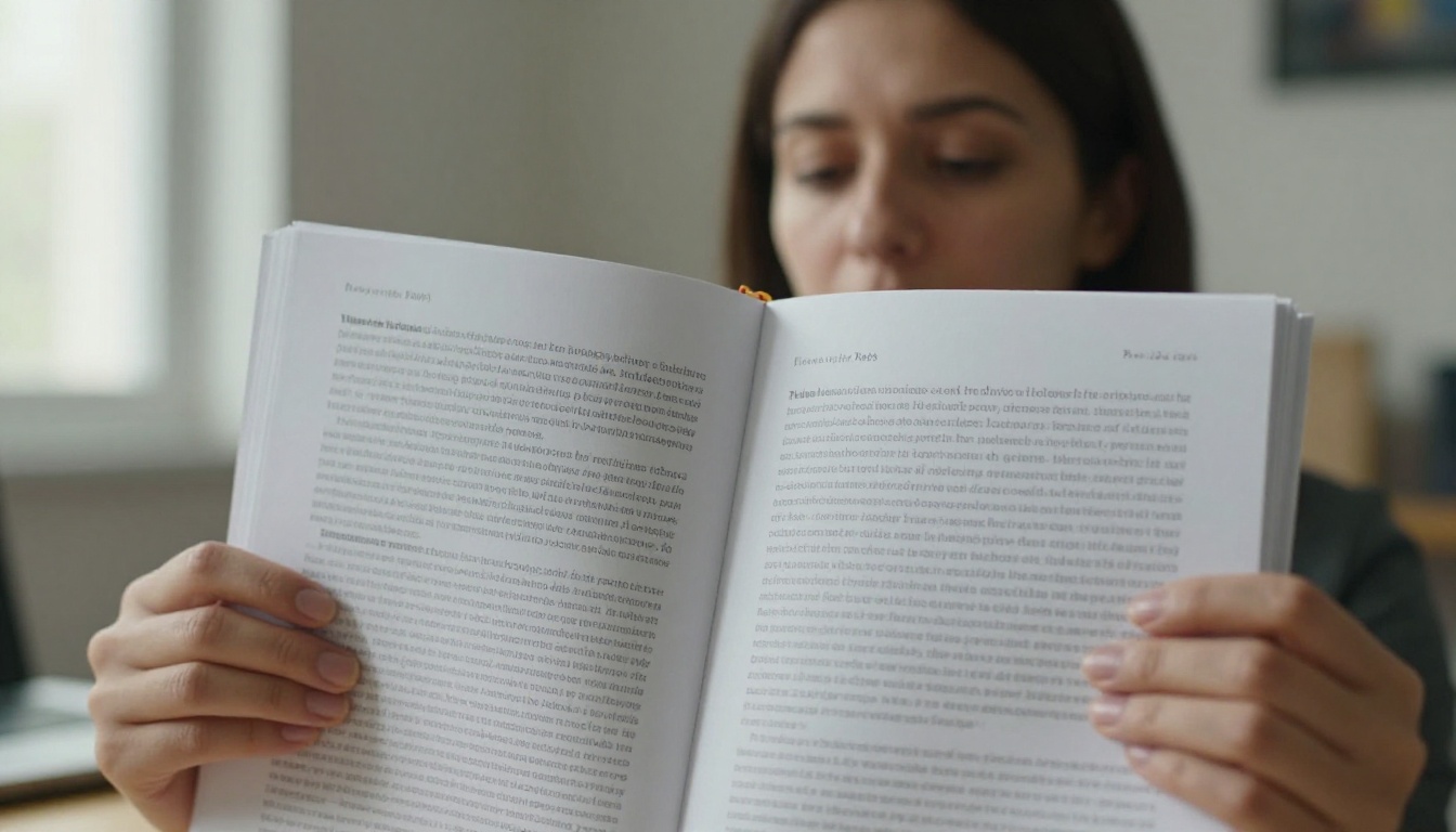 Marketing manager flipping through a dense brand manual