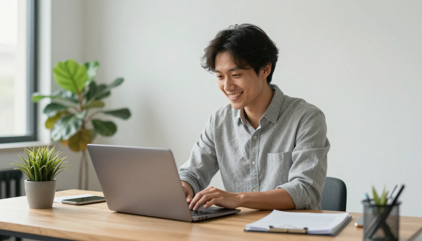 Business owner pleased with improving results Business owner pleased with improving results