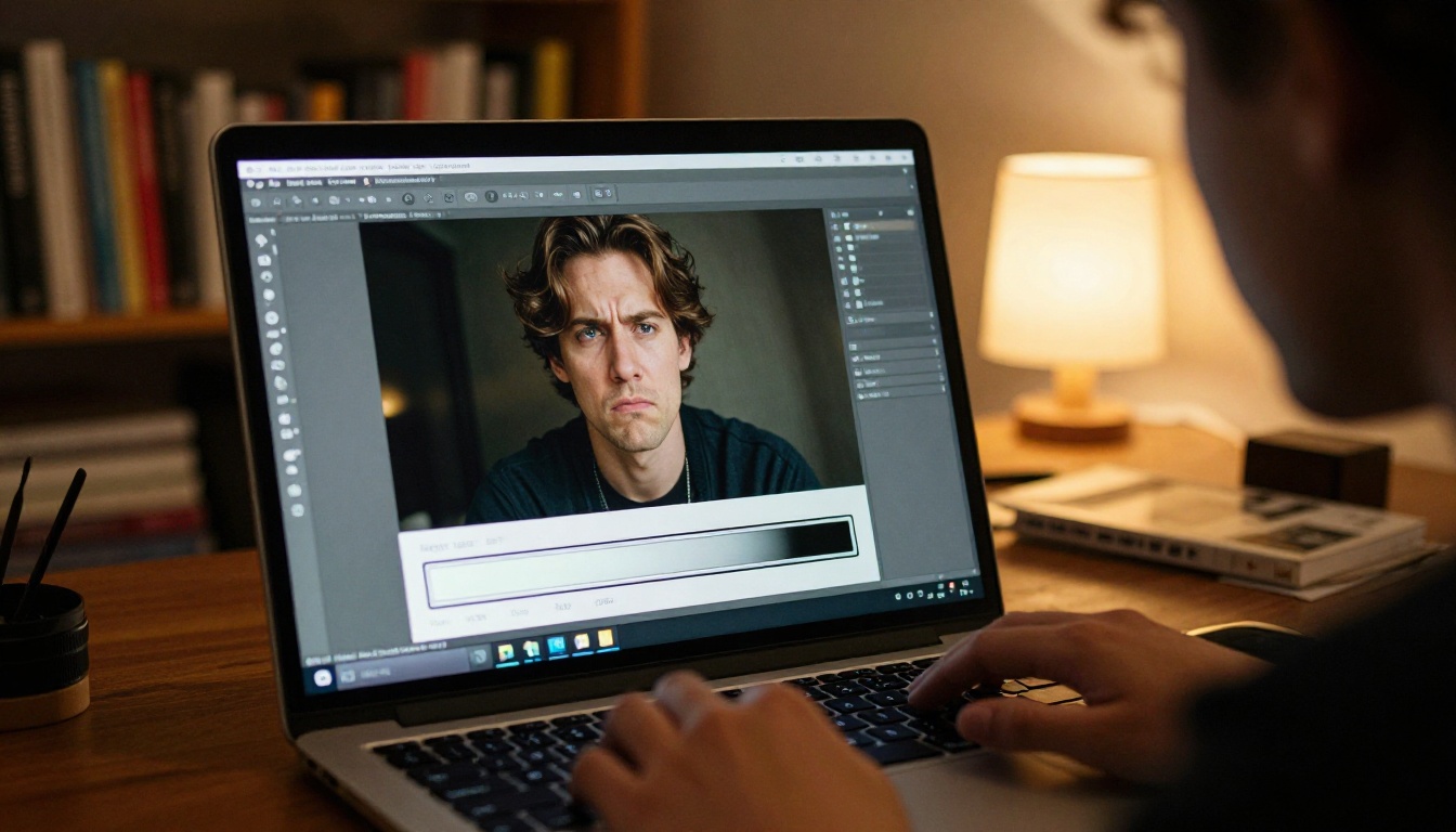 Designer frustrated by a heavy PDF loading on a laptop