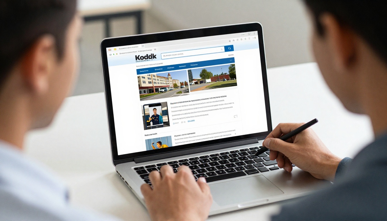 A principal editing a newsletter with desktop and mobile previews side by side A principal editing a newsletter with desktop and mobile previews side by side