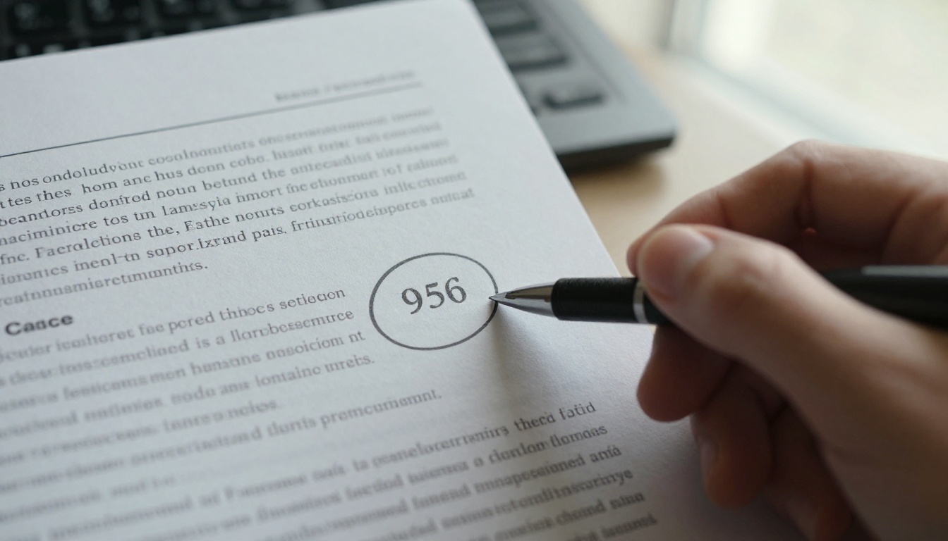 Hand holding a printed case study with a circled round number Hand holding a printed case study with a circled round number