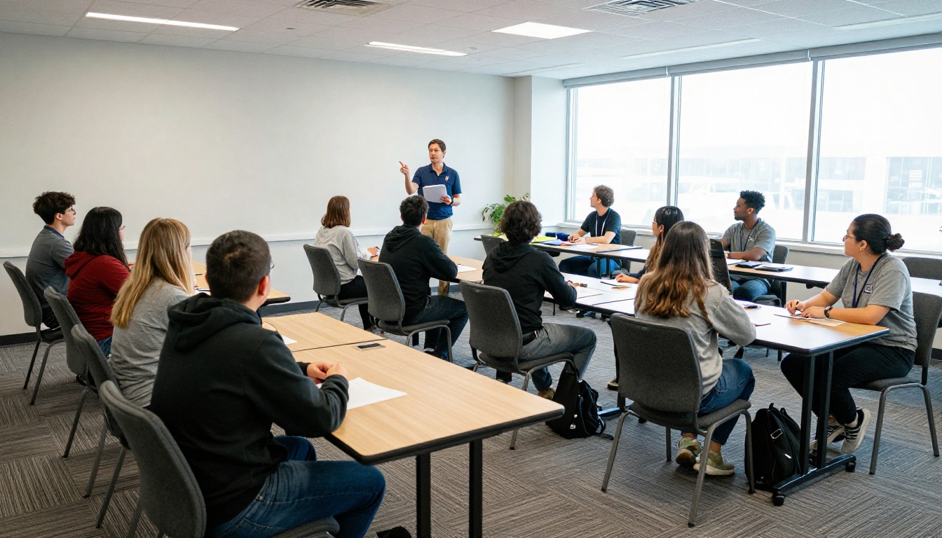Franchise training room with instructor and trainees