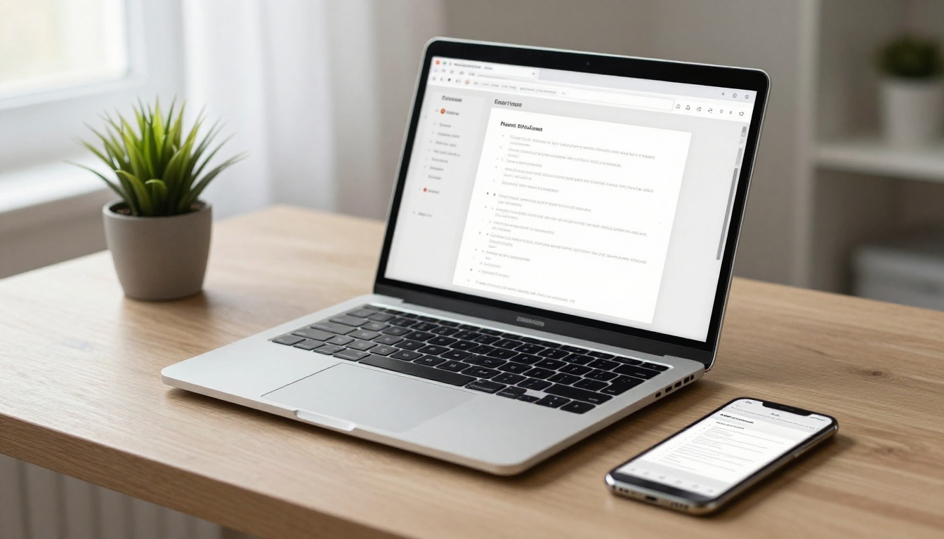 Laptop and phone showing the same digital page-turning booklet