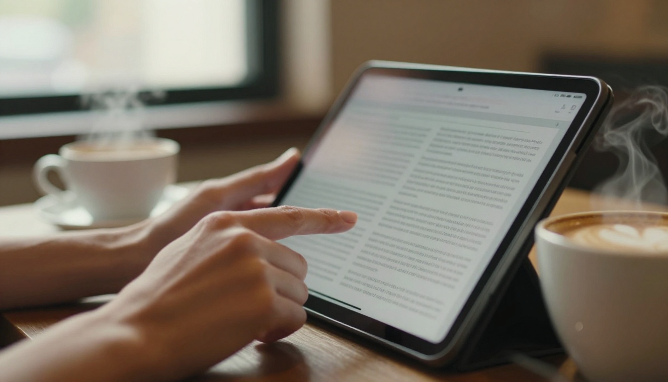 Tablet scrolling through a digital document