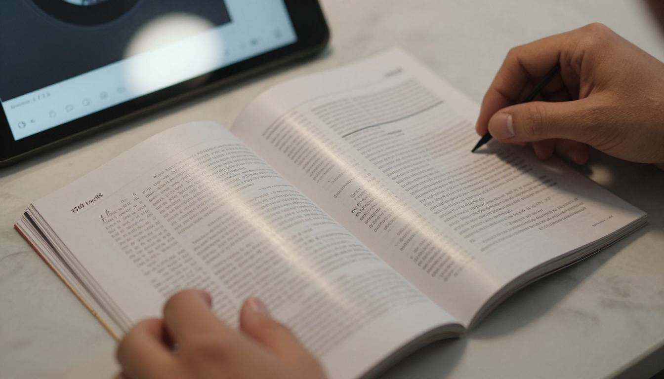 Hands holding a printed catalog next to a tablet showing a digital flipbook Hands holding a printed catalog next to a tablet showing a digital flipbook