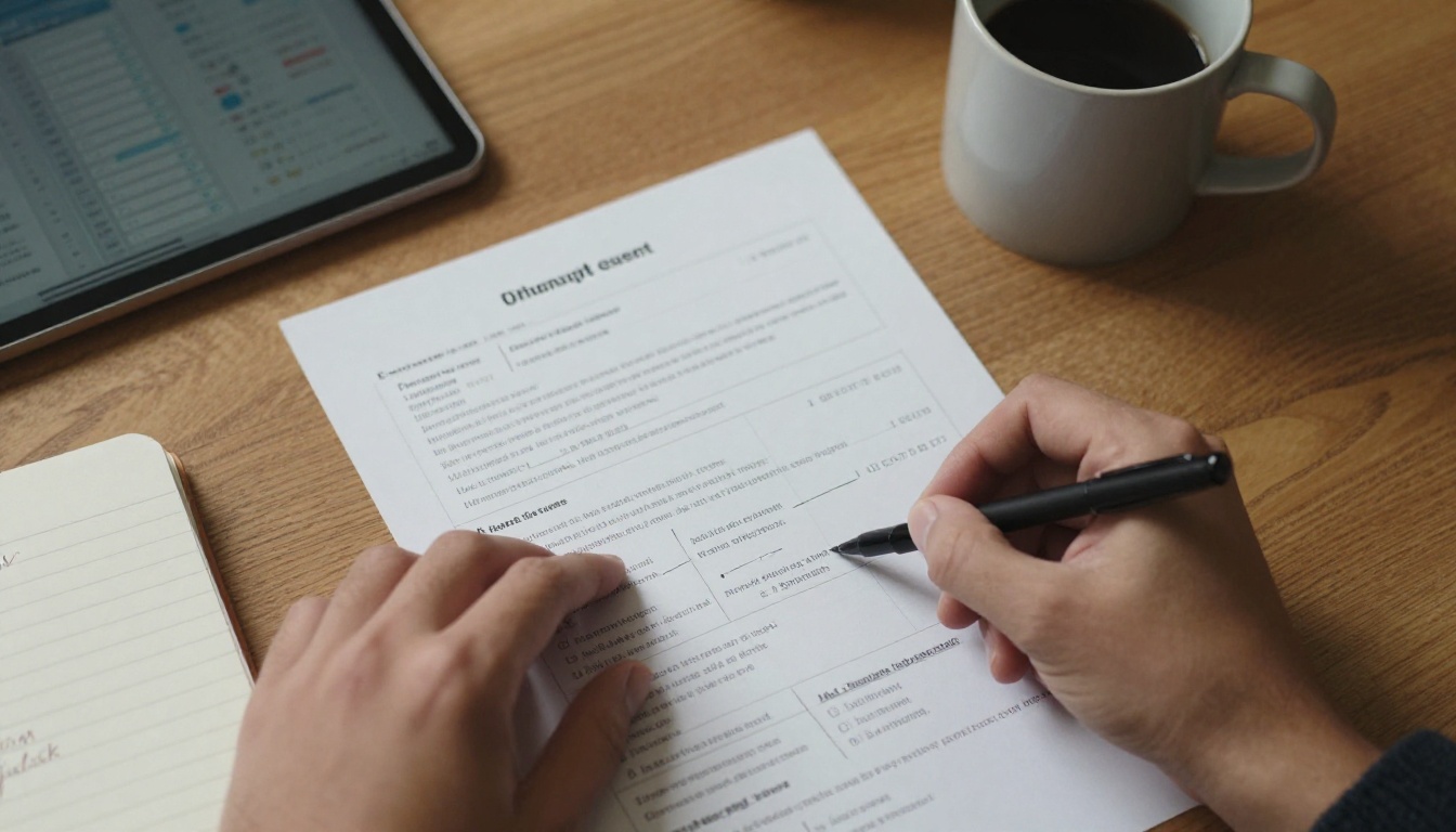 A nonprofit director and a program officer reviewing an impact report together at a wooden table