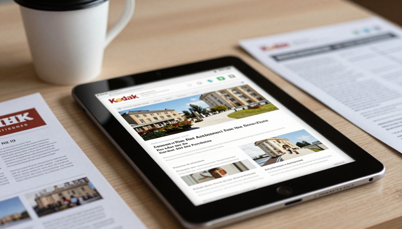 Tablet showing a page-flip digital newsletter on a church welcome table