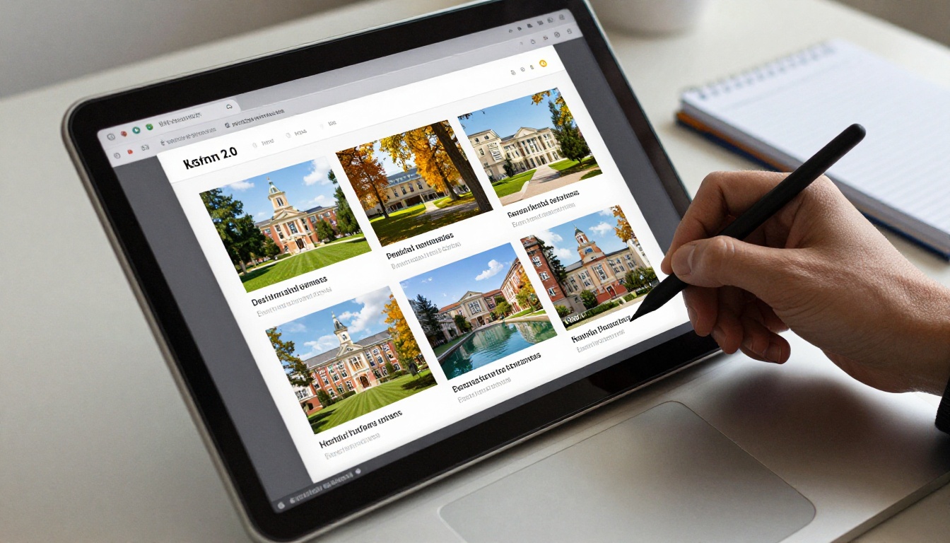 Designer adjusting a page-flip digital brochure on a laptop with notebook and stylus