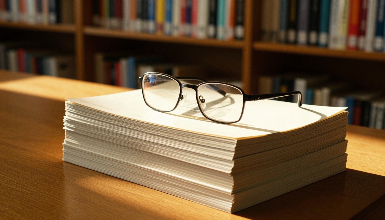 Stack of paperback advance reader copies on a library table