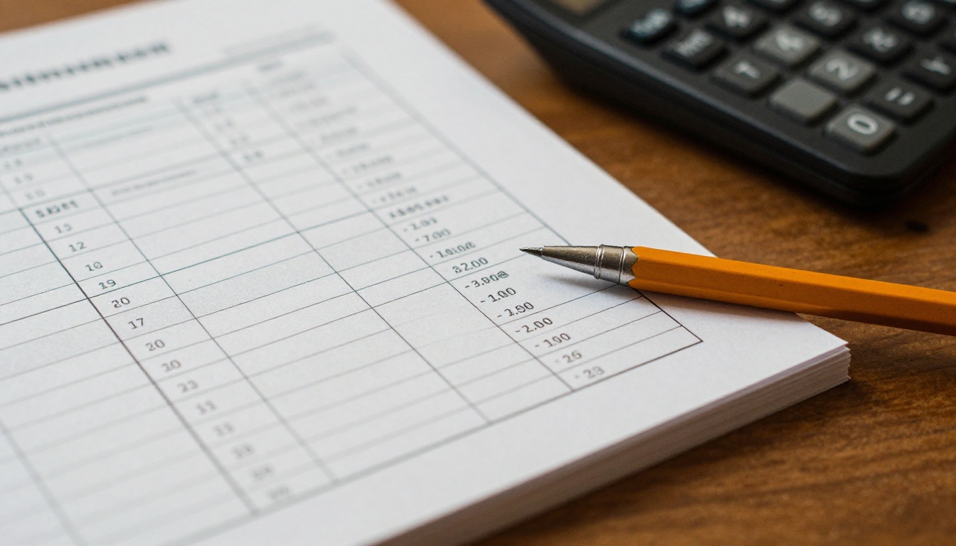 Budget planning spreadsheet printout beside a calculator Budget planning spreadsheet printout beside a calculator