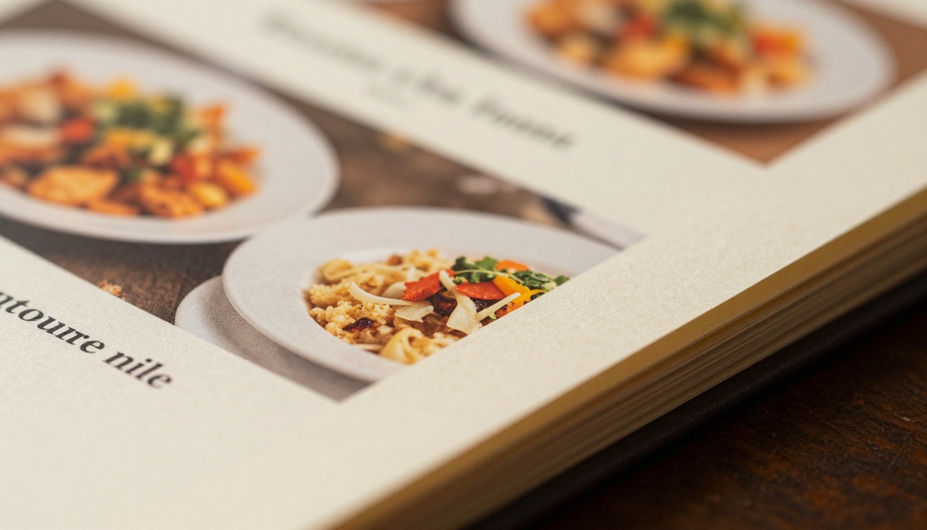 Macro of a freshly printed menu on cream paper