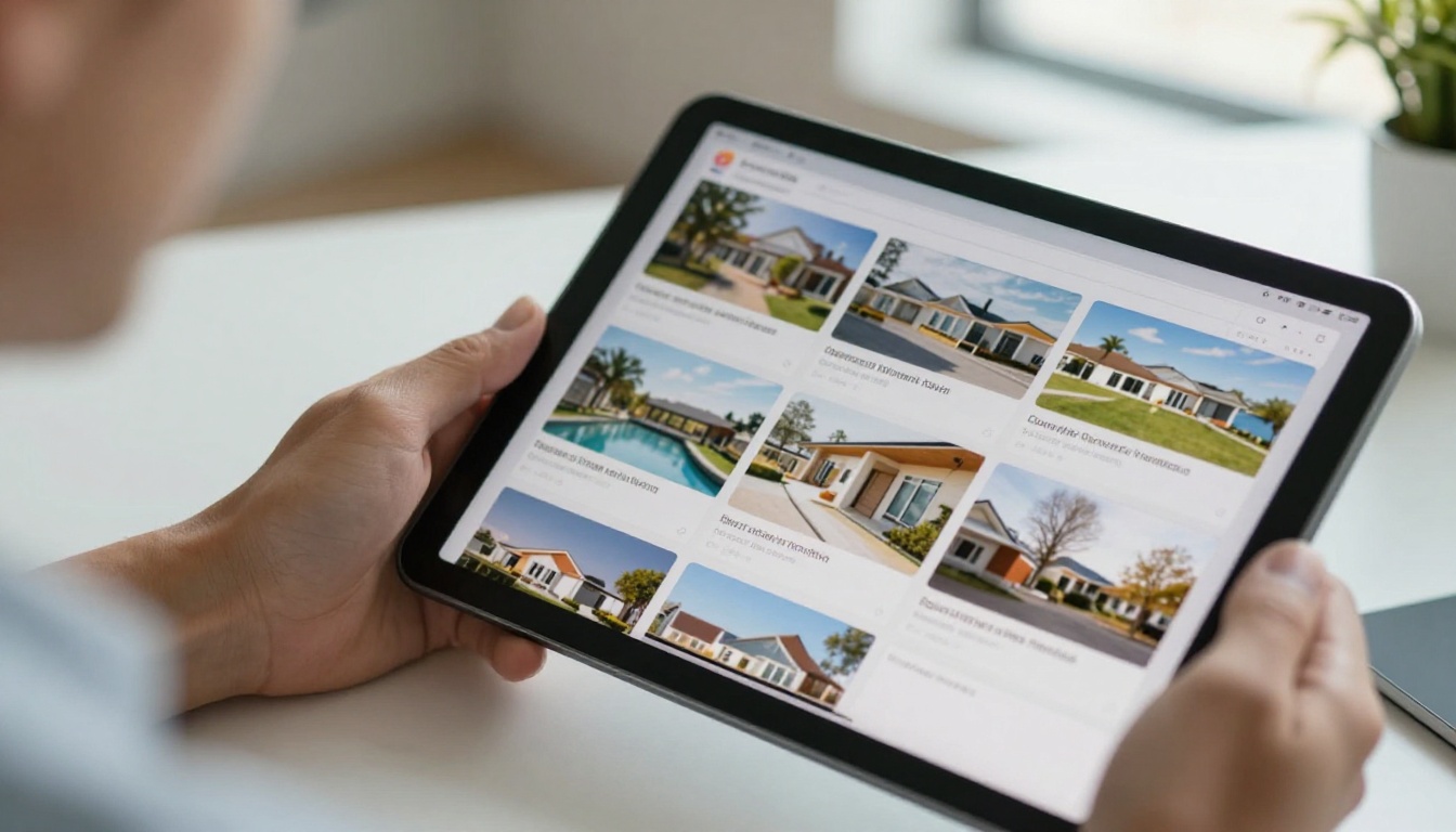Agent swiping through a digital property magazine on a tablet