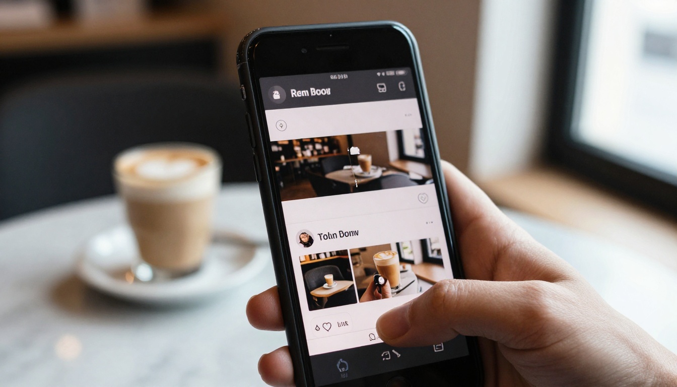 Portfolio built at a cafe table and viewed on a smartphone Portfolio built at a cafe table and viewed on a smartphone