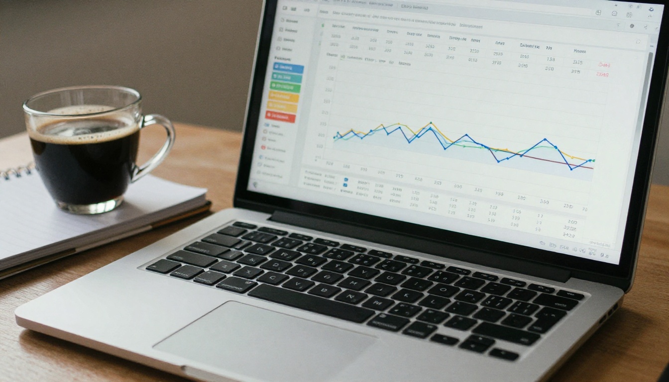 A laptop showing an analytics dashboard with customer tier data
