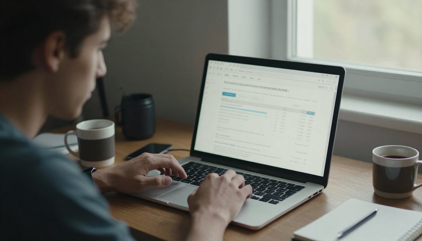 Entrepreneur reviewing advertising cost charts on a laptop
