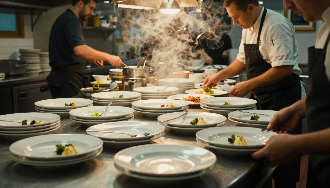 A chef checking a ticket at the kitchen pass